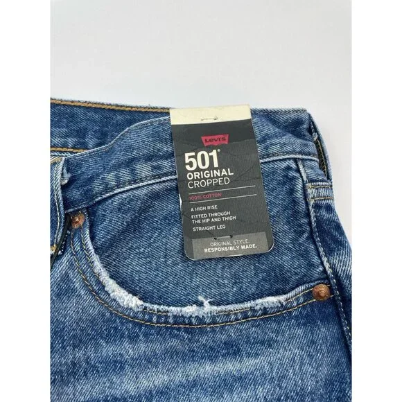 Levi's Premium 501 Original Cropped Women's Sz 31x26 Button Fly Distressed Jeans - Picture 10 of 16